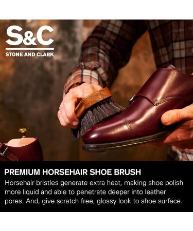 Stone and Clark Premium Beige Horse Hair Shoe Brush - Expertly Polish Leather with 100% Horse Hair Bristles - Concaved Beech Wood Handle for Perfection - Buy Online on SooperMarket.com