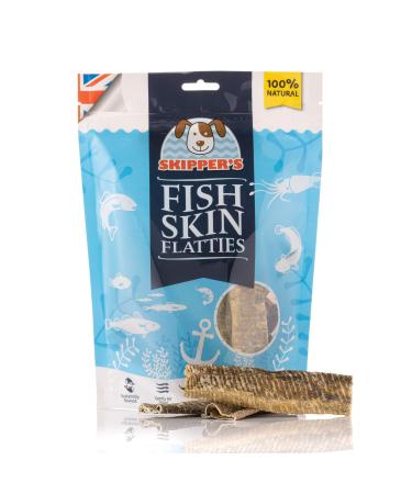 SKIPPER'S Fish Skin Flatties Sticks - Handmade and Air-Dried - 100% Dog Chews Long Lasting Natural Dog Treats - Skin Care - High Protein Low Fat Dog treats - Short 250g Short 250 g (Pack of 1)