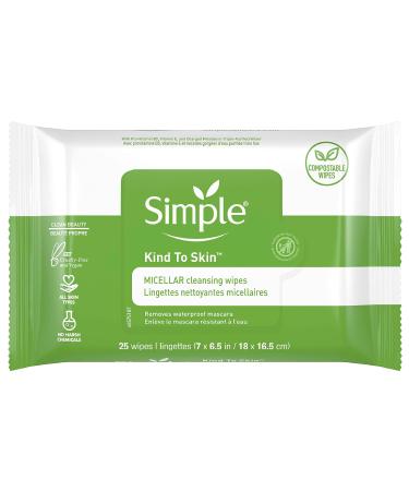 Simple Kind to Skin Facial Care Micellar Wipes 25 ct Twin Pack 25 Count (Pack of 2)
