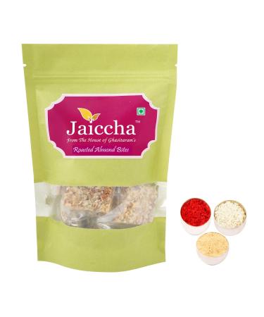 Jaiccha Ghasitaram Bhaidooj Gifts - Roasted Almond Bites 200 GMS in Green Paper Pouch