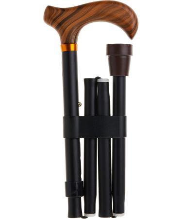 PCP Mobility Adjustable Travel Folding Cane Wood Derby Handle Matte Black 3/4-Inch Tip Size - Buy Online on SooperMarket.com