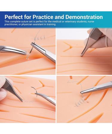 Alcedo Suture Practice Kit for Medical Students - Complete 32-Piece Set with Large Suturing Pad, Tools, and Threads - Ideal for Practice and Demonstration - Buy Online on SooperMarket.com