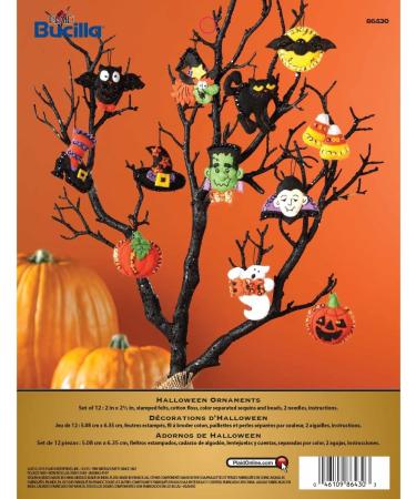 Bucilla Halloween Felt Applique Ornaments Kit (Size 2 2.5-Inch) Black Set of 12 6 Count