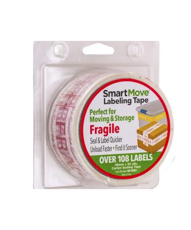 Smart Move Fragile Moving Tape, Home Moving Color Coded Labeling Tape for Moving & Storage, 1.76 x 90ft