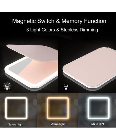 EFAILY Lighted Makeup Mirror - 3 Colors, Dimmable Touch Screen, USB Rechargeable - Pink - Buy Online on SooperMarket.com
