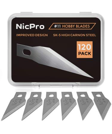 Nicpro 120 PCS Hobby Blades Set SK-5, Utility #11 Art Blades Refill Cutting Tool with Storage Case for Craft, Hobby, Scrapbooking, Stencil