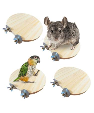Hamiledyi 4 Pcs Natural Wood Hamster Stand Platform Rat Activity Playground Chinchilla Cage Accessories with Stainless Steel Washers for Bird, Parrot, Mouse, Gerbil and Dwarf