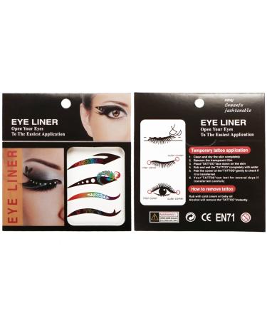 Kilofly 8 Sets Temporary Eye Tattoo Stickers with Crystal Gem Liners - Makeup Transfer Set - Buy Online on SooperMarket.com
