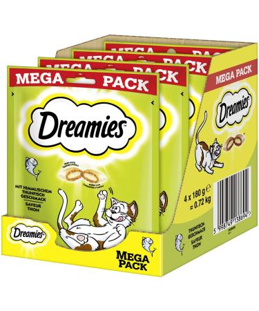 Dreamies classic cat snacks with tuna - Katzenleckerli with crispy texture and creamy filling - 4 x 180g 180g (4 -pack) tuna 180 g (4 Pack)