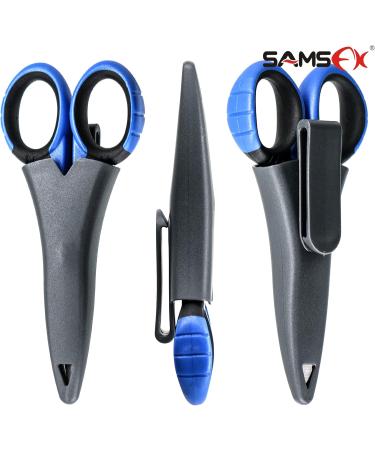 SAMSFX Heavy Duty Anti-Slip Serrated Fishing Scissors with Plastic Belt Case - Braid Line Cutter for Saltwater & Freshwater Fishing - Buy Online on SooperMarket.com