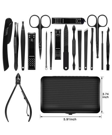 18pcs Manicure Set with Nail Clippers Pedicure Kit - Professional Nail Care Tools Gift in Black & Red - Buy Online on SooperMarket.com