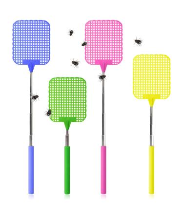 COM -FOUR 4x telescopic flap clap - insect protection with flexibly pull -out stem - pest control fly catcher - insect destruction approx. 24-56 cm selection varied (04 pieces - Mix 2)