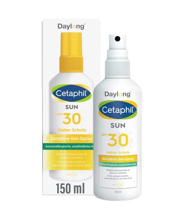 Cetaphil Sun Sensitive Gel spray SPF 30 150ml sun protection for athletes and in the case of sun allergy sensitive skin easy to spray easy to distribute and do not stick without fragrances Cetaphil Sun Daylong SPF30 sensitive gel spray 150 ml (1 Pack)