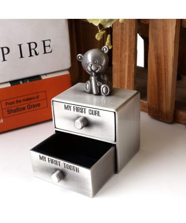 Mogoko Silver Baby First Tooth and Curl Keepsake Box Set - Gender Neutral Kids Teeth Fairy Holder - Buy Online on SooperMarket.com