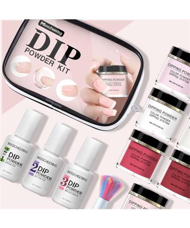 Blue Gray Nail Polish Dip Powder Nail Kit Nude Pink Glitter 6 Colors Acrylic Dipping Powder System Kit For French Nail Manicure Nail Art Set Rhinestone Applicator Tool (A One Size) One Size A - Buy Online on SooperMarket.com