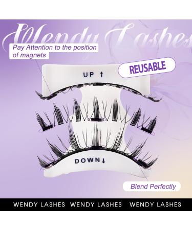 Magnetic Eyelashes with Applicator - No Glue Reusable Lightweight & Soft | 2 Pairs of Wispy Styles by Wendy Lashes (KS02/XM1 - Buy Online on SooperMarket.com