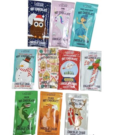 Hot Chocolate Selection Gift Hamper - 10 Festive Hot Character Chocolate Sachets 35g each