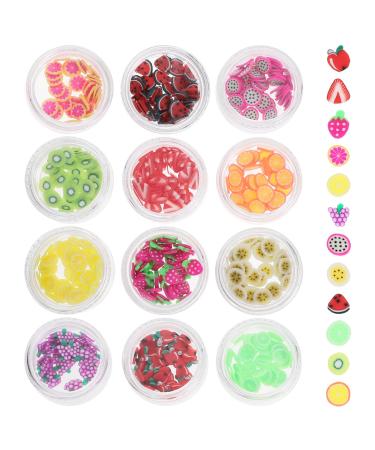 Healeved 2 Sets DIY Nail Fruit Nail Accessories Pottery Making Supply Home Use Decor Polymer Clay Fruit Slices Manicure Kit DIY Kits Slice Nail Art Puzzle Soft Pottery Charm Nail Flakes 3d