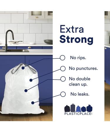 Plasticplace Custom Fit Trash Bags for simplehuman Code Q Bins - 50 Count, White Drawstring Garbage Liners - 13-17 Gallon - 25.25 x 32.75 - Buy Online on SooperMarket.com