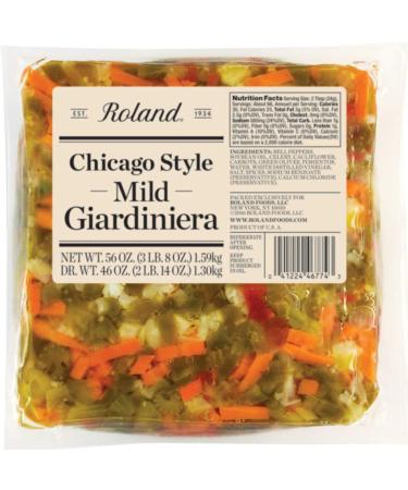 Roland Foods Chicago Style Mild Giardiniera, Italian Pepper Relish, Sourced in the USA, 56-Ounce Pouch