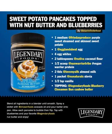 Legendary Foods Almond Butter | Blueberry Cinnamon Bun Flavor | Keto-Friendly, Low Carb, Vegan | 16oz Jar - Buy Online on SooperMarket.com
