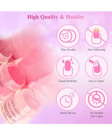 Saviland 10 Colors Dip Powder Nail Kit Starter - Nude Pink Spring Colors - Salon Quality 17pcs Set with 2-In-1 Base & Top Coat - Ideal for Nail Repair & Home DIY - Perfect Gift for Ladies - Buy Online on SooperMarket.com