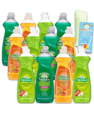 Palmolive Dish Soap Variety Pack - Bundle with 12 Liquid Dish Soaps with Assorted Scents of Orange Tangerine Apple Pear and Original Plus Sponge | Palmolive Dish Detergent (12.6 Oz Each)