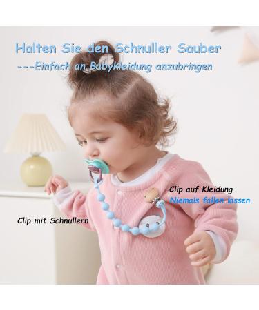 Silicone Pacifier Chain - 2-Pack Clip for Boys & Girls | Durable Flexible & Keeps Pacifiers Clean - Soft Blue Design - Buy Online on SooperMarket.com