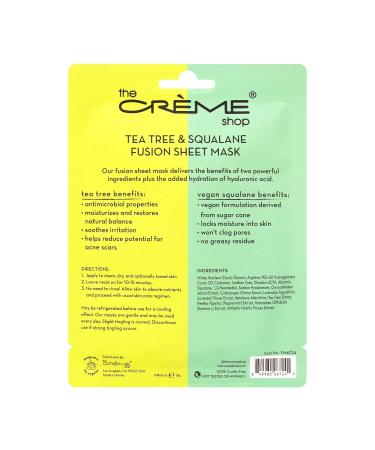 Buy The Cr me Shop Tea Tree & Squalane Fusion Sheet Mask - Korean Acne Face Mask with Hyaluronic Acid (5 Masks) - Vegan & Hydrating - Buy Online on SooperMarket.com