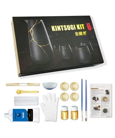 Kintsugi Repair Kit  Repair Your Meaningful Pottery with Gold Powder 50ml Glue  Japanese KINTSUGI Ceramic Repair Starter Kit- an Practice Ceramic Cups Free for Kintsukuroi Beginner