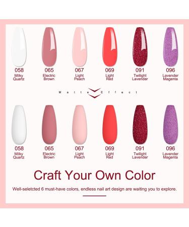 Lavender Violets 12Pcs Dip Powder Nail Kit - 6 Colors French Pink Dipping Powder System with Base, Top Coat & Activator for Manicure at Home - Buy Online on SooperMarket.com