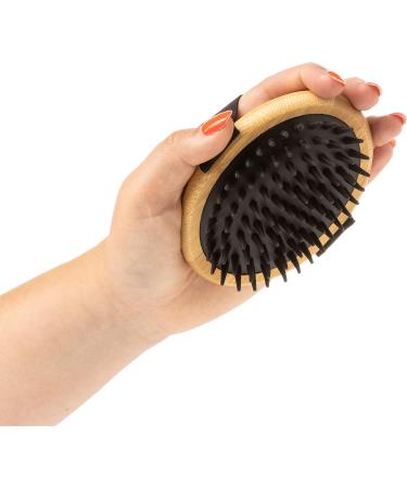 Mikki Bamboo Moulting Massage Palm Brush for Gentle Grooming | Handmade Sustainable Bamboo Brush for Dog Cat Puppy with Short Medium Coats - Buy Online on SooperMarket.com