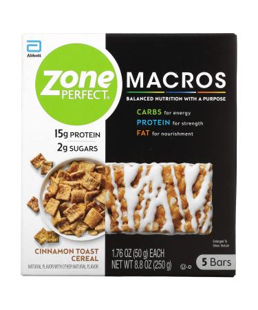 ZonePerfect MACROS Bars Cinnamon Toast Cereal 5 Bars 1.76 oz (50 g) Each
