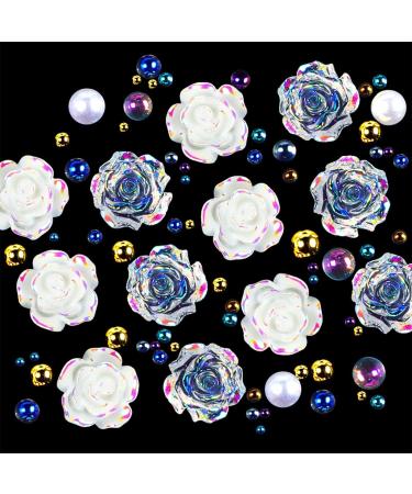 Heart Nail Rhinestones Nail Ornament White Auroras Transparent Illusions Three Dimensionals Resin Rose Ornament Short Clear Press on Nails 1 count (Pack of 1) GD1 - Buy Online on SooperMarket.com