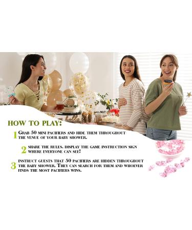 Elephant Baby Pacifier Hunt Gender Reveal Game Set - 8x10 Sign with 50 Mini Acrylic Pacifiers for Baby Shower Activities - Fun Games for Adults and Kids - Boy Baby Shower Games (BPH07) - Buy Online on SooperMarket.com