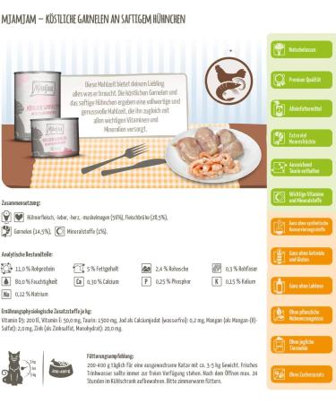 Mjamjam Premium Wet Cat Food - Delicious Shrimp & Juicy Chicken Grain Free Extra Meat - 6 Pack (6 x 400g) - Buy Online on SooperMarket.com