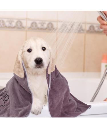 Kinhwa Super Absorbent Microfiber Pet Towel for Dogs & Cats | 2 Pack (50x90cm) - Gray & Violet | Ultimate Dog Bath Towel for Fast Drying - Buy Online on SooperMarket.com
