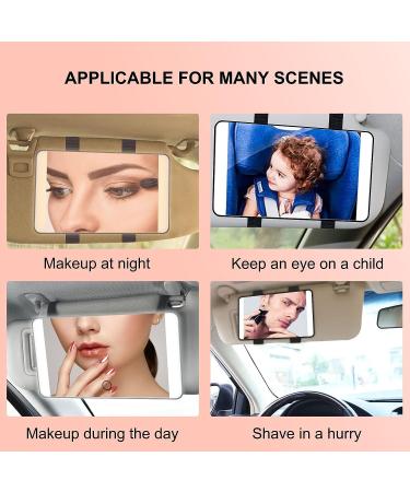 Rotating Lighted Makeup Mirror | LED Vanity Mirror for Car Visor | Dimmable Sunshade Mirror - Buy Online on SooperMarket.com