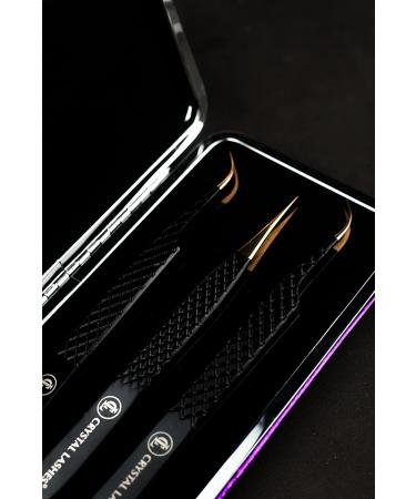 Buy Crystal Lashes Tweezers Set (3 Pieces) with Case - Perfect for Eyelash Extensions & Makeup - International Shipping Available - Buy Online on SooperMarket.com