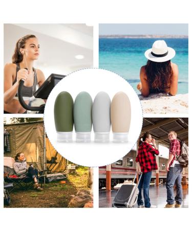 4-Pack 100ml Silicone Travel Bottles Set - Leak-Proof Refillable BPA-Free - Ideal for Cosmetics & Shampoo - TSA Approved - Gray White Blue Green - Buy Online on SooperMarket.com