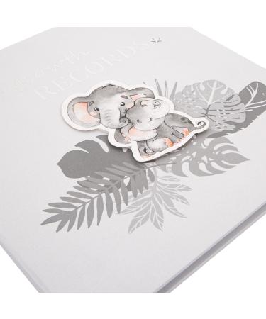Grey Elephant Themed Baby Growth Records Book | Personalize First Adventures, First Haircut, First Christmas | 32 Page Keepsake Album - Buy Online on SooperMarket.com
