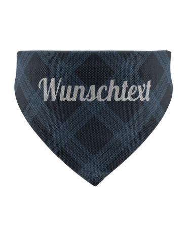 printplanet - Dog scarf with name or text - Scarf for dogs - Layout Checkered pattern Blue - Size S Size S Checkered pattern Blue