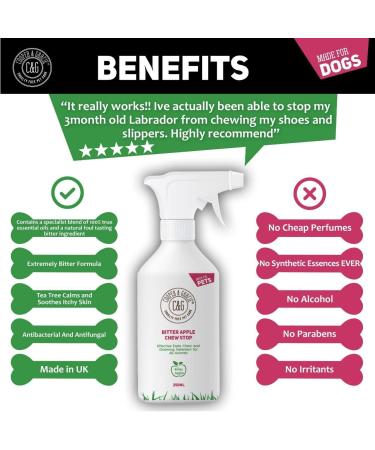 C&G Pets | No Chew Bitter Apple Spray for Dogs | Stop Dog Chewing Deterrent | Alcohol Free Anti Chew Repellent Formula for Puppies Cats Horses and Rodent Pets - Buy Online on SooperMarket.com
