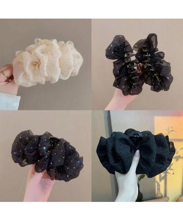 Bow Bubble Clips Bow Hair Claw Clips Claw Clips For Thick Hair Thick Hair Claw Clips For Long Hair Hair Clips for Thin Hair Women Large Puffy Chiffon Elegant Bubble Bow Hair Claw Clip (2pcs-D) - Buy Online on SooperMarket.com