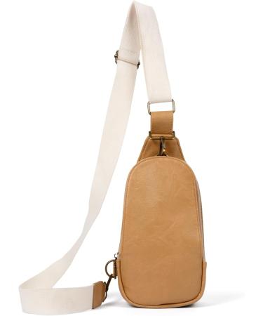 Higton Original Crossbody Diaper Bag - Small Compact Light Brown with Ivory Strap | Organized & Stylish for Parents - Shop Now! - Buy Online on SooperMarket.com
