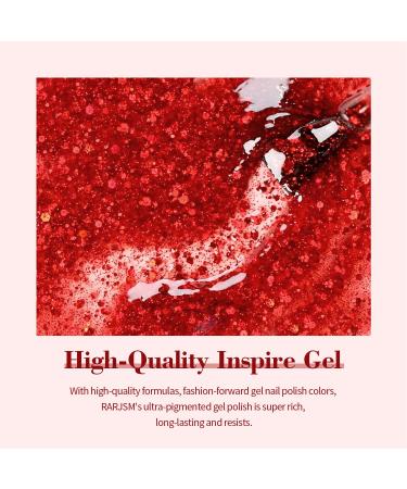 RARJSM Sparkly Red Gel Nail Polish - Iridescent Glitter 15ml | Holographic Rainbow Effect for Christmas Nail Art | Soak Off High Pigment & LED/UV Curing - Buy Online on SooperMarket.com