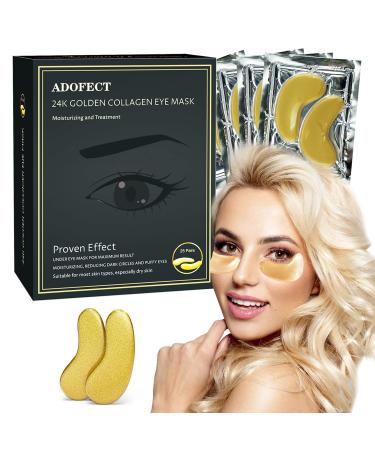 Adofect 25 Pairs Gold Eye Mask Collagen Eye Gel Pads Under Eye Mask for Puffiness and Dark Circle Under Eye Patches for Women and Men  Boxed-Gold