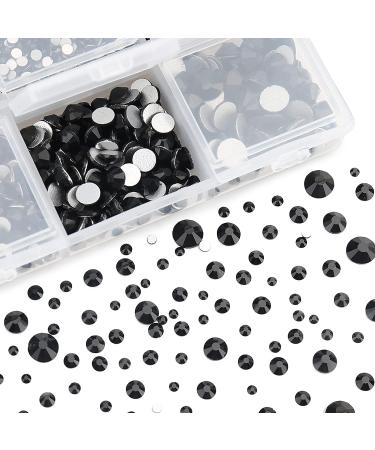4300PCs Mixed Size Flatback Rhinestones - Non Hotfix Round Crystal Gems Glass Beads for Nail Art, Clothes, Shoes, and Bags - Jet Black - 2mm-6.5mm - Buy Online on SooperMarket.com