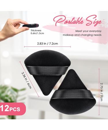 AMMON 12 Pcs Black Powder Puff Set - Soft Velour Makeup Sponge Puffs for Loose Mineral Powder, Cosmetic Body Contouring Tools - Buy Online on SooperMarket.com