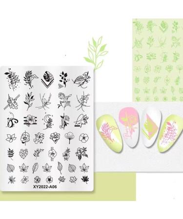 RUNRAYAY Nail Stamping Plate Leaf Flower Nature Template Image Design Plates for Nail Art Decoration and DIY Nail Art - 7.6 x 10.2Cm